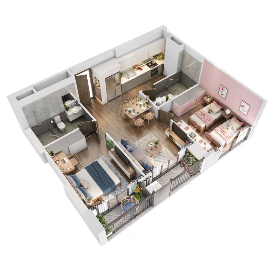 Chính chủ cho thuê căn hộ chung cư 2PN, 85,5m2, view nội khu